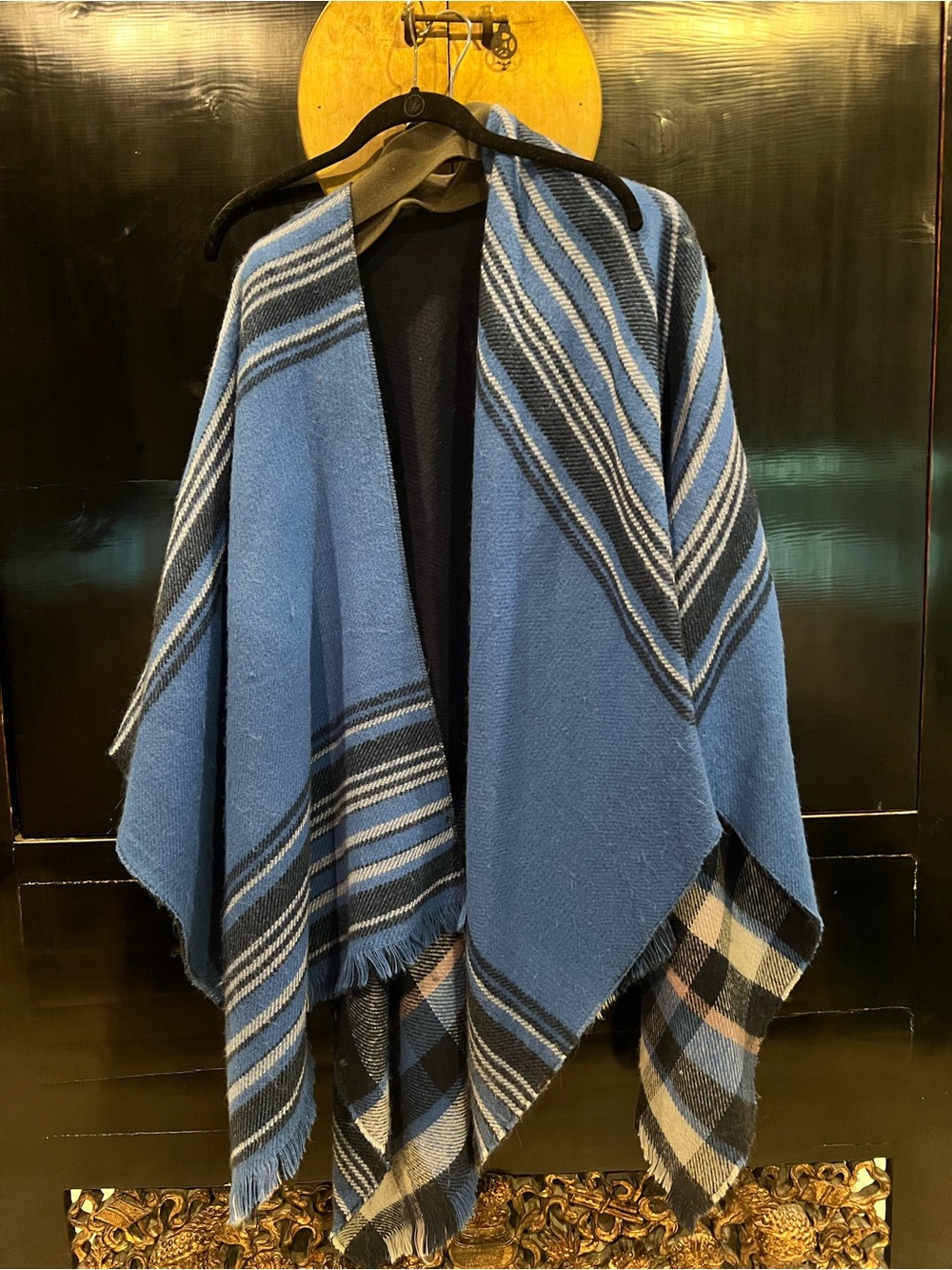 Blue Striped Shawl-Style Women's Cape
